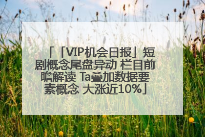 「VIP机会日报」短剧概念尾盘异动 栏目前瞻解读 Ta叠加数据要素概念 大涨近10%