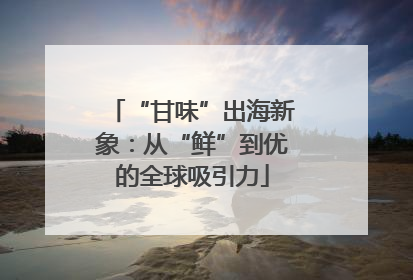 “甘味”出海新象：从“鲜”到优的全球吸引力