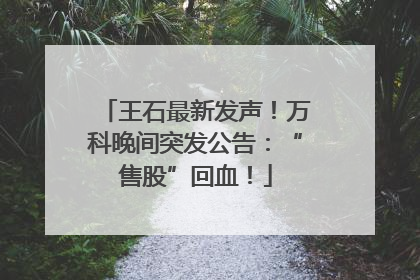 王石最新发声！万科晚间突发公告：“售股”回血！