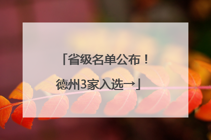 省级名单公布！德州3家入选→