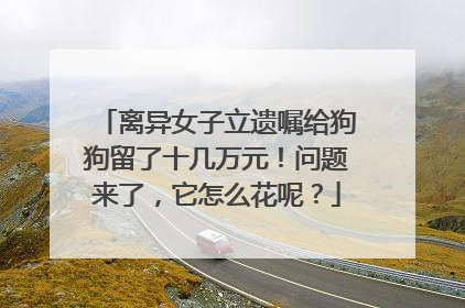 离异女子立遗嘱给狗狗留了十几万元！问题来了，它怎么花呢？