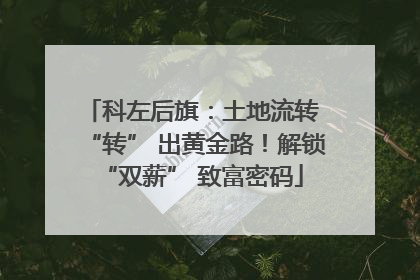 科左后旗：土地流转 “转” 出黄金路！解锁 “双薪” 致富密码