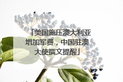 美国施压澳大利亚增加军费，中国驻澳大使撰文提醒