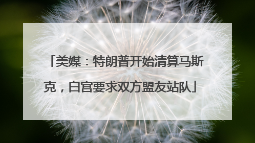 美媒：特朗普开始清算马斯克，白宫要求双方盟友站队
