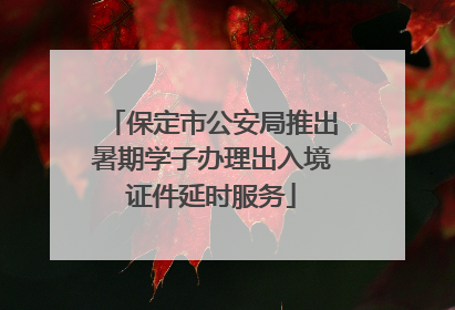 保定市公安局推出暑期学子办理出入境证件延时服务