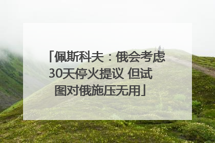 佩斯科夫：俄会考虑30天停火提议 但试图对俄施压无用
