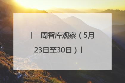 一周智库观察（5月23日至30日）