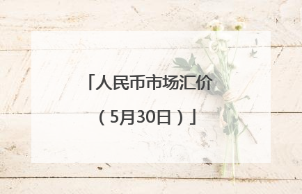 人民币市场汇价（5月30日）