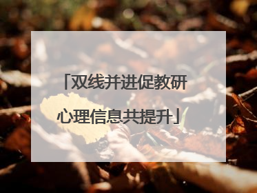 双线并进促教研 心理信息共提升