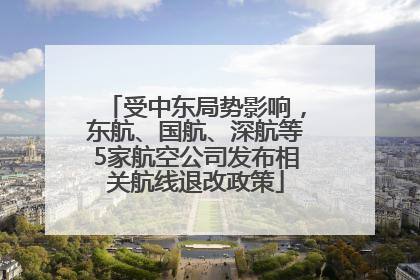 受中东局势影响，东航、国航、深航等5家航空公司发布相关航线退改政策