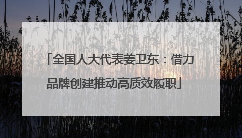 全国人大代表姜卫东：借力品牌创建推动高质效履职