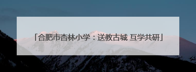 合肥市杏林小学：送教古城 互学共研