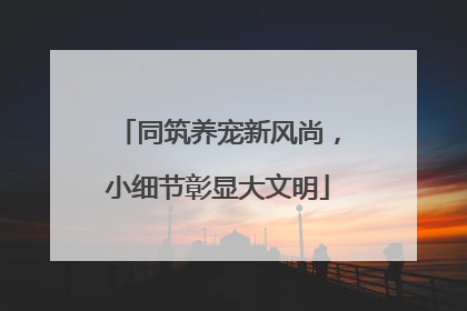 同筑养宠新风尚，小细节彰显大文明