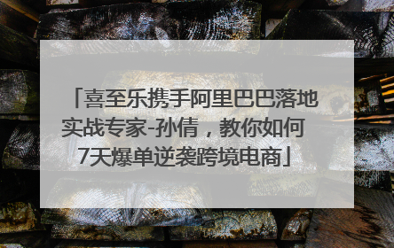 喜至乐携手阿里巴巴落地实战专家-孙倩，教你如何7天爆单逆袭跨境电商