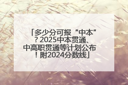 多少分可报“中本”？2025中本贯通、中高职贯通等计划公布！附2024分数线
