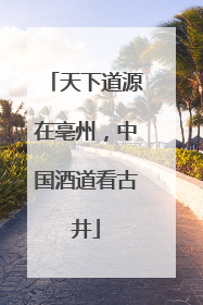 天下道源在亳州，中国酒道看古井