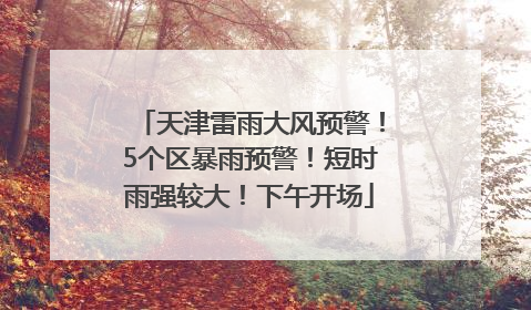 天津雷雨大风预警！5个区暴雨预警！短时雨强较大！下午开场