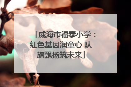 威海市福泰小学：红色基因润童心 队旗飘扬筑未来