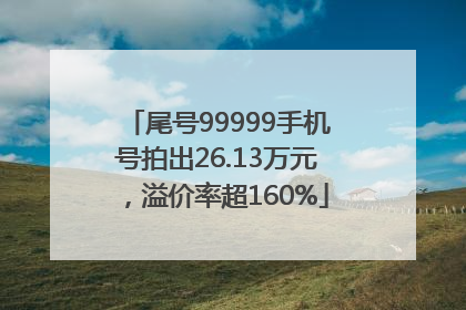 尾号99999手机号拍出26.13万元，溢价率超160%