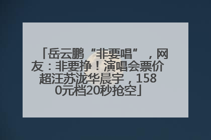 岳云鹏“非要唱”，网友：非要挣！演唱会票价超汪苏泷华晨宇，1580元档20秒抢空
