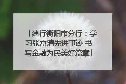 建行衡阳市分行：学习张富清先进事迹 书写金融为民美好篇章