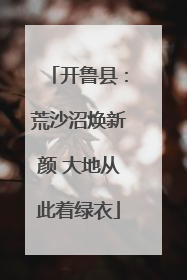 开鲁县：荒沙沼焕新颜 大地从此着绿衣