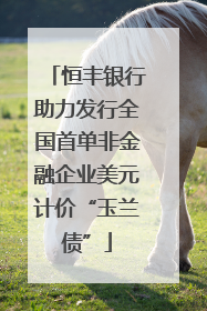 恒丰银行助力发行全国首单非金融企业美元计价“玉兰债”