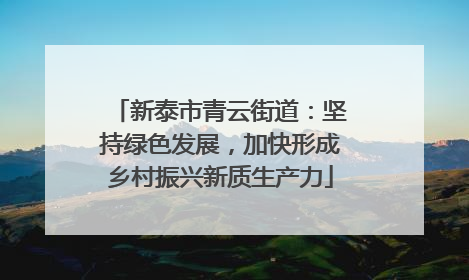 新泰市青云街道：坚持绿色发展，加快形成乡村振兴新质生产力