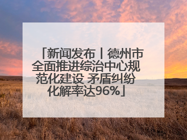 新闻发布丨德州市全面推进综治中心规范化建设 矛盾纠纷化解率达96%
