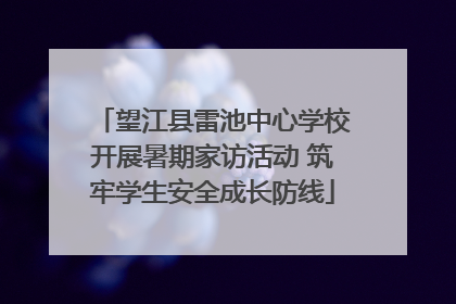 望江县雷池中心学校开展暑期家访活动 筑牢学生安全成长防线