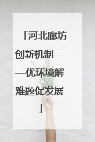 河北廊坊创新机制——优环境解难题促发展