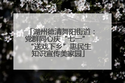 湖州德清舞阳街道：党群同心庆“七一” “送戏下乡”惠民生 知识宣传美家园