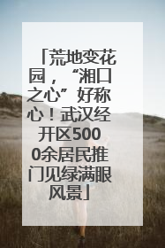 荒地变花园，“湘口之心”好称心！武汉经开区5000余居民推门见绿满眼风景