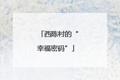 西陈村的“幸福密码”