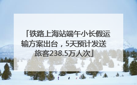 铁路上海站端午小长假运输方案出台，5天预计发送旅客238.5万人次