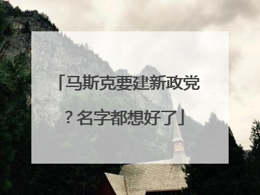 马斯克要建新政党？名字都想好了