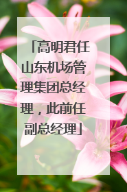 高明君任山东机场管理集团总经理，此前任副总经理
