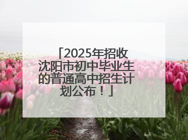 2025年招收沈阳市初中毕业生的普通高中招生计划公布！