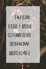 6月20日见！跨国公司峰会首发SHOW嘉宾公布